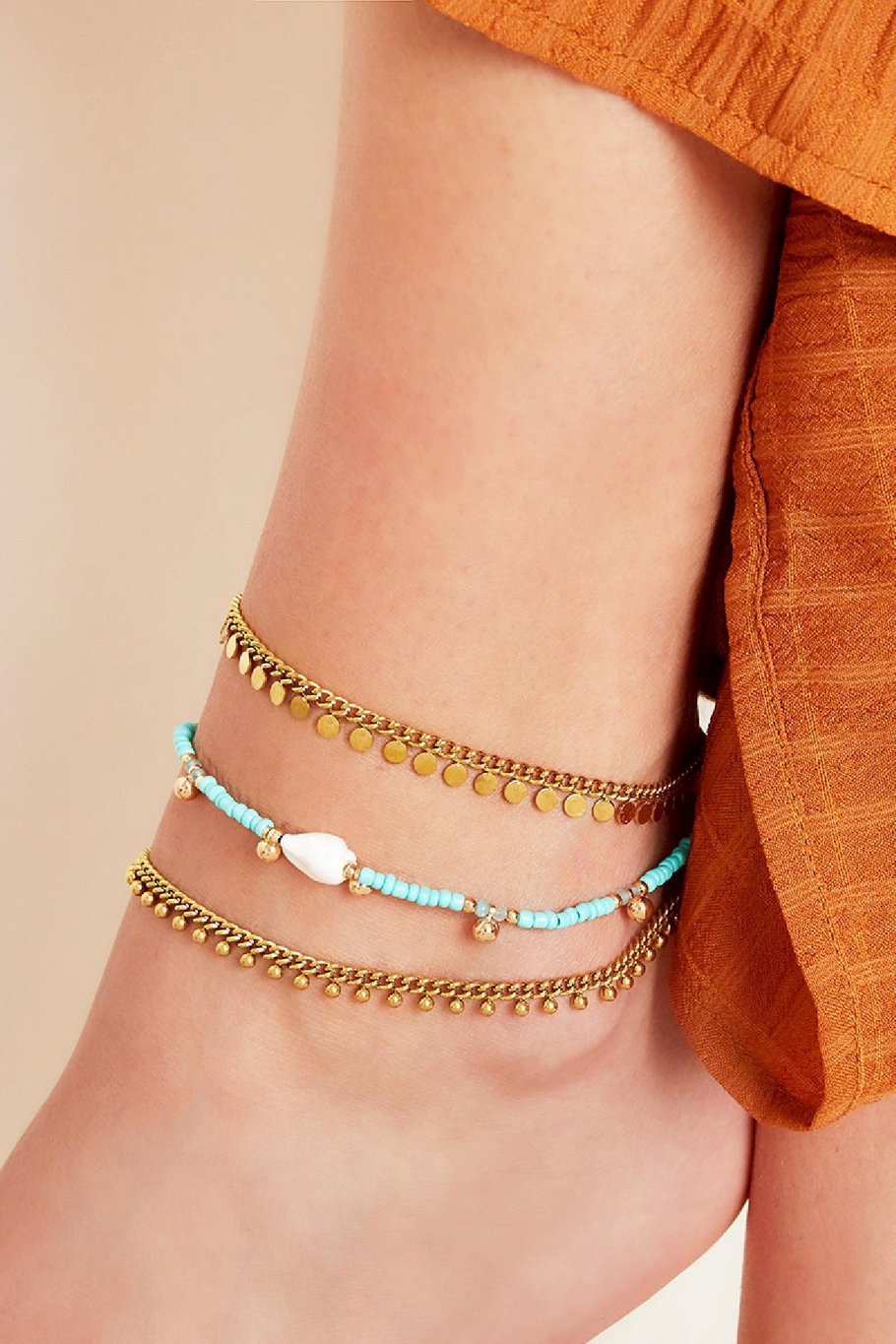 Stainless steel anklet circles Silver color Picture2